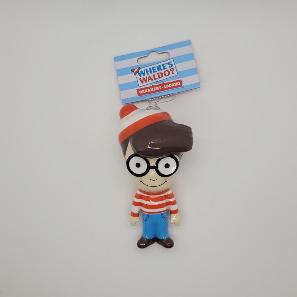 Where's Waldo Decoupage Christmas Ornament,‎ Red, White, Plastic, by Ruz